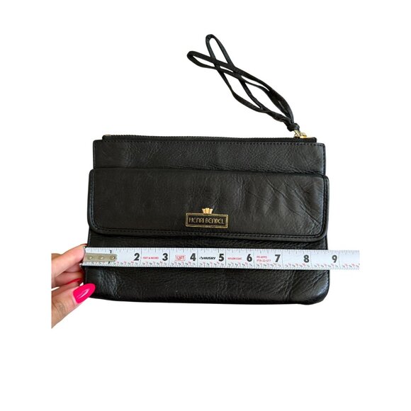 HENRI BENDEL Vintage Black Leather Zip Clutch Pouch Bag - Picture 5 of 9